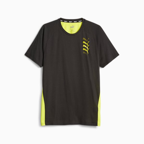 PUMA FIT Triblend Men's Training Tee, PUMA Black-Yellow Burst, extralarge-IND