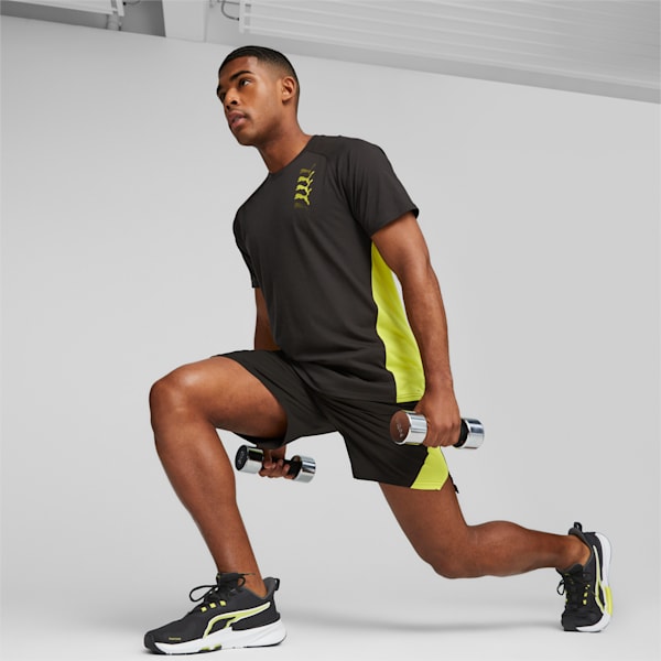 PUMA FIT Men's Triblend Training Tee, PUMA Black-Yellow Burst, extralarge-GBR