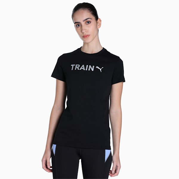 PUMA Graphic Women's Regular Fit Training T-Shirt, PUMA Black, extralarge-IND