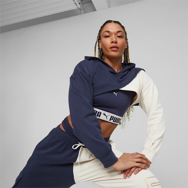 ウィメンズ トレーニング PUMA FIT MOVE クロップ フーディー, PUMA Navy-Alpine Snow, extralarge-JPN