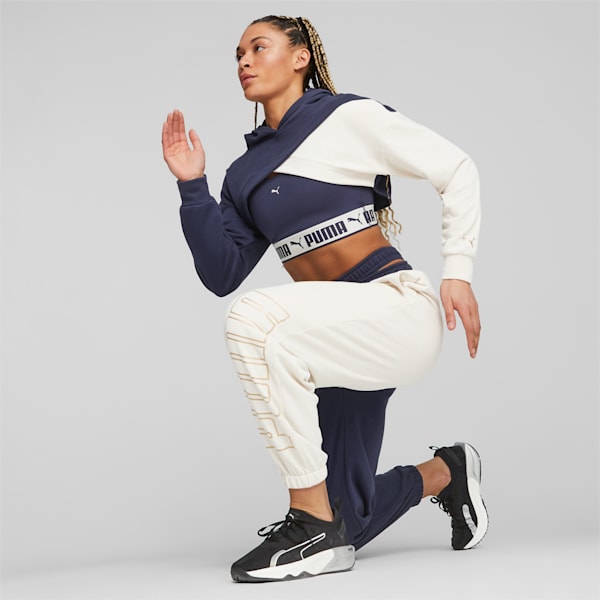 ウィメンズ トレーニング PUMA FIT MOVE クロップ フーディー, PUMA Navy-Alpine Snow, extralarge-JPN
