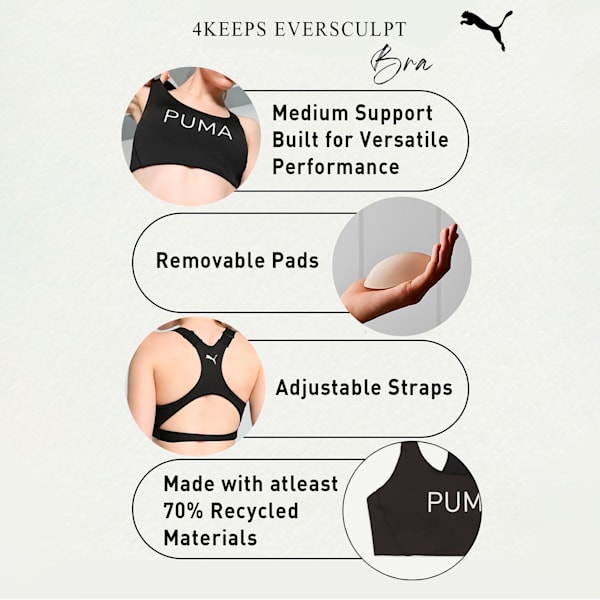 4Keeps Eversculpt Women's Training Bra, PUMA Black-vapor puma, extralarge-IND
