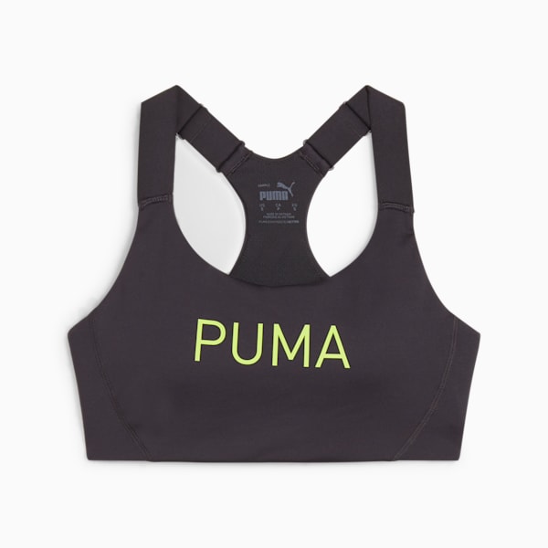 PUMA FIT 4KEEPS EVERSCULPT Medium Impact Bra, Flat Dark Gray-Fizzy Apple, extralarge