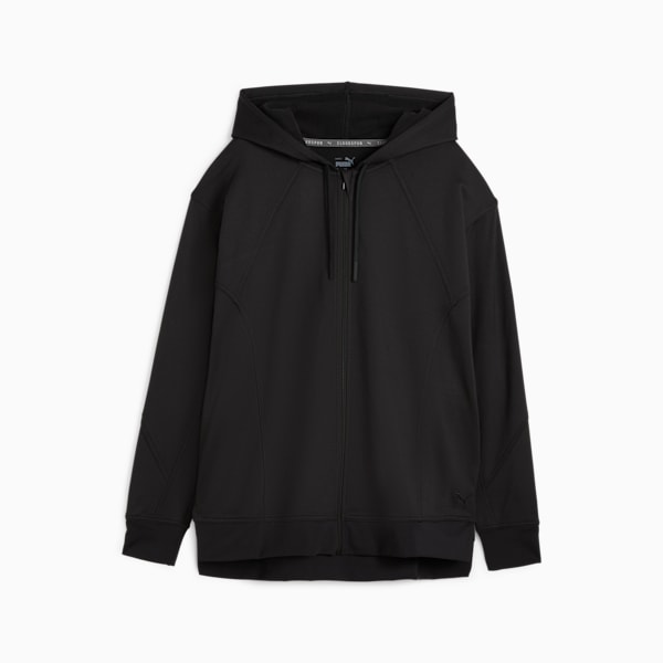 Woman's Black Fitness full-zip fleece sweatshirt with hood