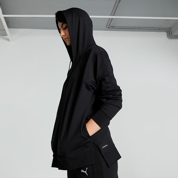 Women's Cloudspun Full-Zip Training Hoodie, PUMA Black, extralarge-IND