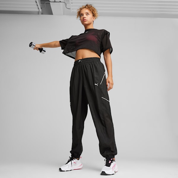 Black Cropped Fitted Mesh Top