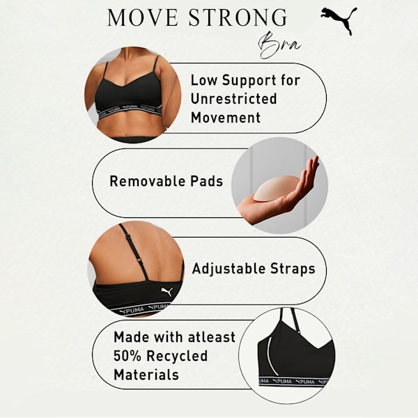 MOVE STRONG Women's Training Bra, PUMA Black, extralarge-IND