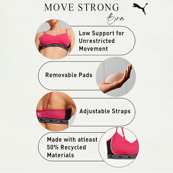 MOVE STRONG Women's Training Bra, Garnet Rose, extralarge-IND