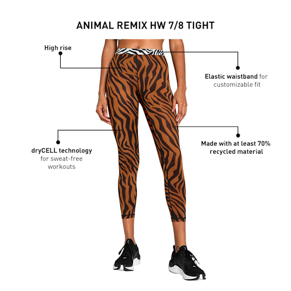 Animal Remix Women's High-Waisted 7/8 Training Tights, Teak, extralarge-IND