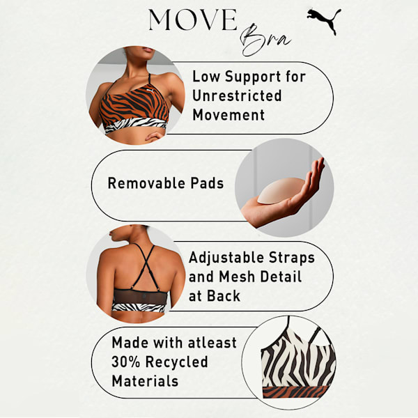 MOVE ANIMAL REMIX Women's Training Bra, Teak, extralarge-IND