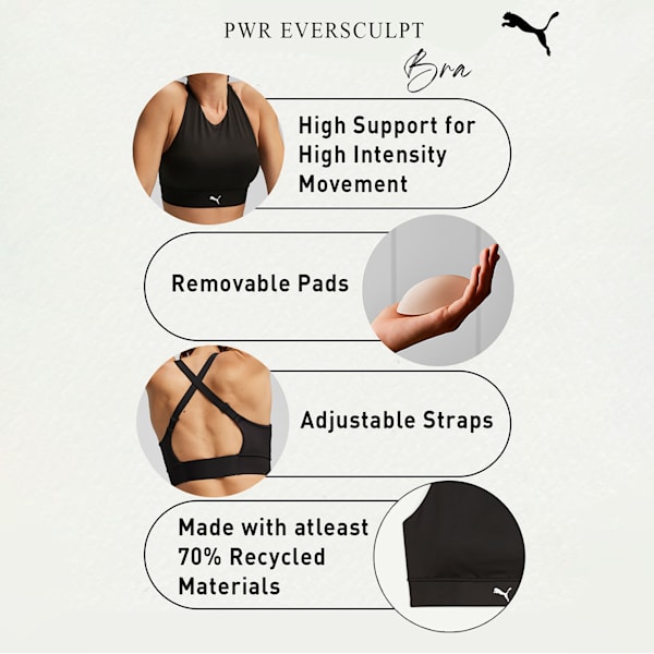 PWR EVERSCULPT Women's Training Bra, PUMA Black, extralarge-IND