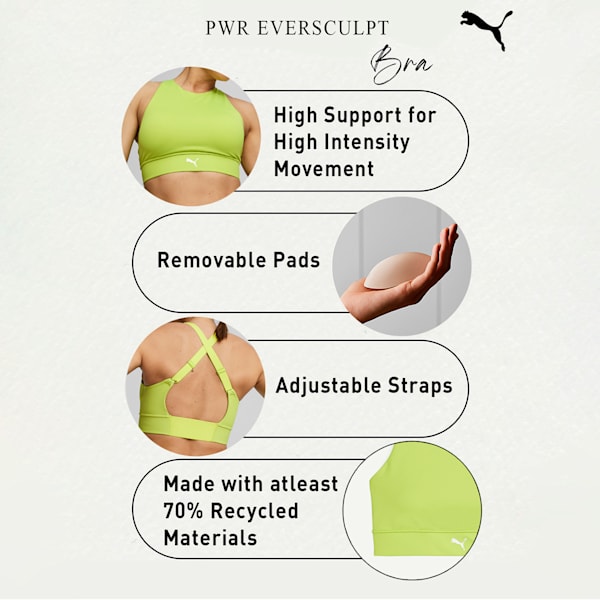 PWR EVERSCULPT Women's Training Bra, Lime Pow, extralarge-IND