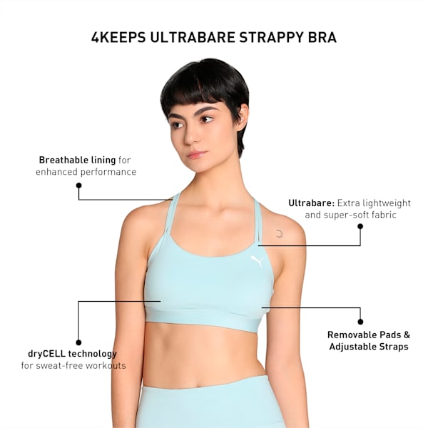 4KEEPS STUDIO ULTRABARE Women's Strappy Training Bra, Turquoise Surf, extralarge-IND