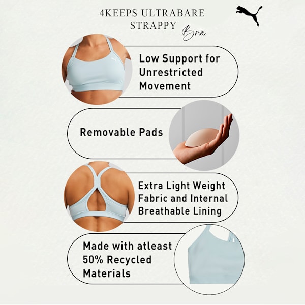 4Keeps Ultrabare Women's Strappy Training Bra, Turquoise Surf, extralarge-IND