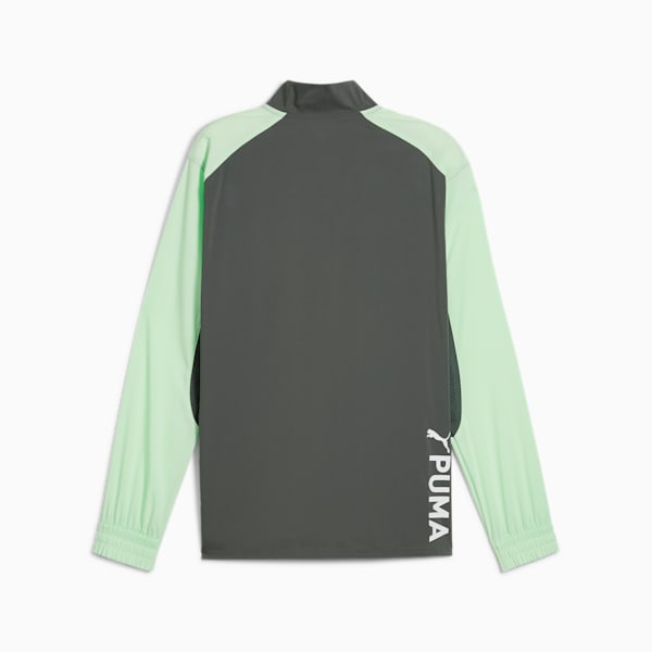 Sudadera de cuello con cremallera para hombre PUMA Fit, Mineral Gray-Fresh Mint, extralarge