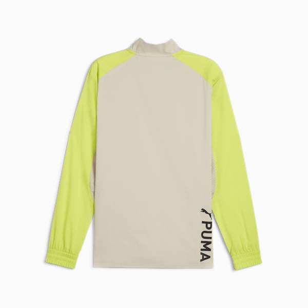 PUMA FIT Woven Men's Quarter Zip Sweater, Putty-Lime Pow, extralarge