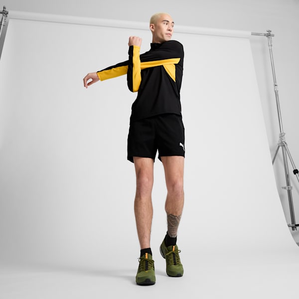 Sudadera de cuello con cremallera para hombre PUMA FIT Polyspan, PUMA Black-Yellow Sizzle, extralarge