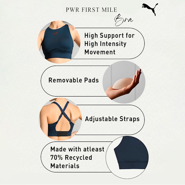 PUMA x FIRST MILE Women's PWR Running Bra, Club Navy, extralarge-IND