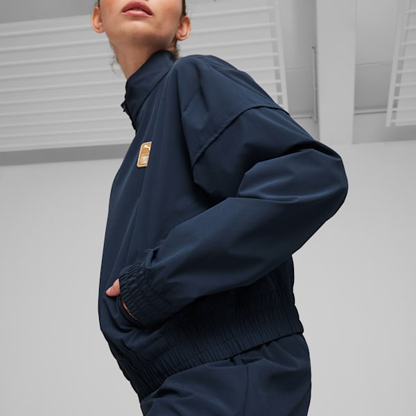 Navy running jacket outlet
