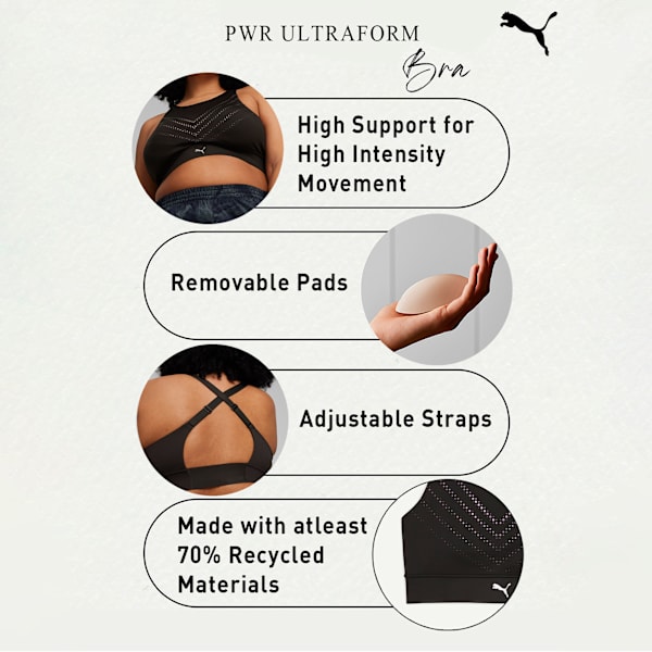 PWR ULTRAFORM Graphic Women's Running Bra, PUMA Black, extralarge-IND