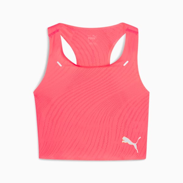 Crop top de running technique Run Ultraspun Femme, Sunset Glow-Fireglow, extralarge