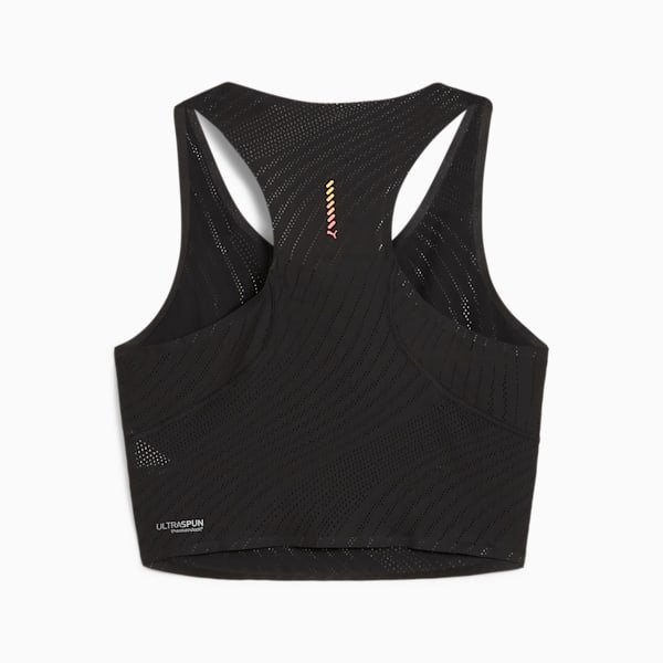 Crop top de running technique Run Ultraspun Femme, PUMA Black-Fireglow, extralarge