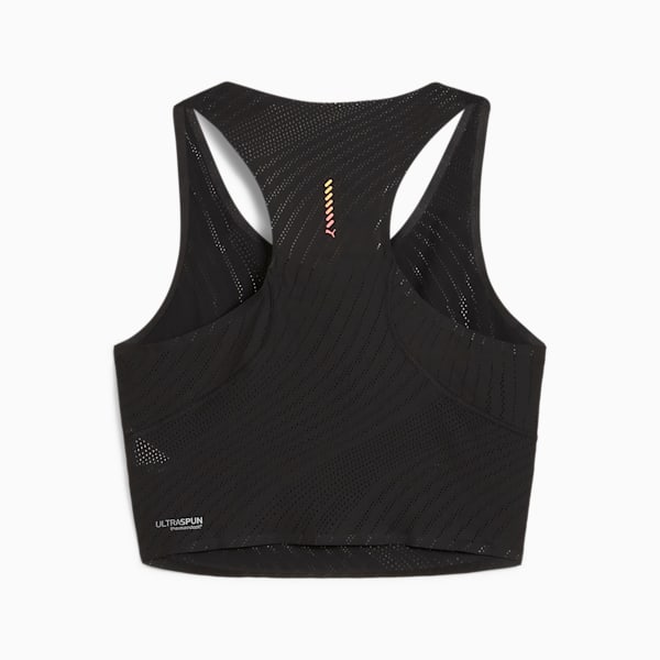 RUN ULTRASPUN Women's Running Crop Top, PUMA Black-Fireglow, extralarge