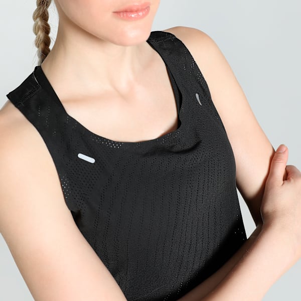 RUN ULTRASPUN Women's Running Crop Top, PUMA Black-Fireglow, extralarge-IND