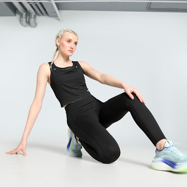 RUN ULTRASPUN Women's Running Crop Top, PUMA Black-Fireglow, extralarge-IND