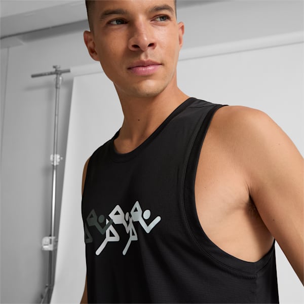 Camiseta de tirantes para correr RUN FAVORITE Graphic para hombre, PUMA Black-Road2Paris, extralarge