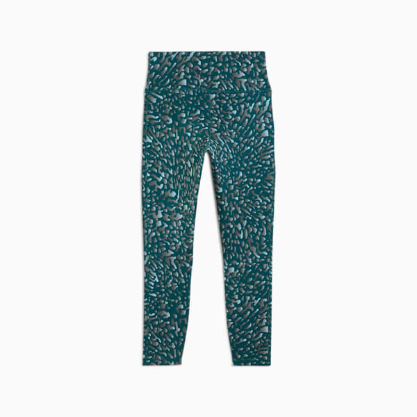 Train Fave Women's High Waisted 7/8 Training Tights, Cold Green-Skin AOP, extralarge