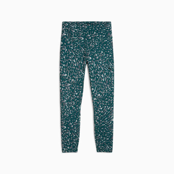Train Fave Women's High Waisted 7/8 Training Tights, Cold Green-Skin AOP, extralarge
