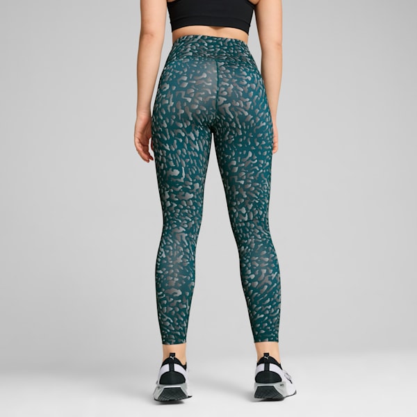 Train Fave Women's High Waisted 7/8 Training Tights, Cold Green-Skin AOP, extralarge