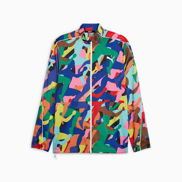 Chamarra de running PRIDE Favourite para hombre, Pop Red-multi color AOP, extralarge
