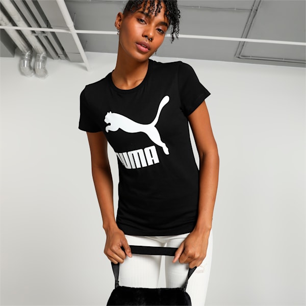 Classics Logo Women's T-shirt, PUMA Black, extralarge-IND