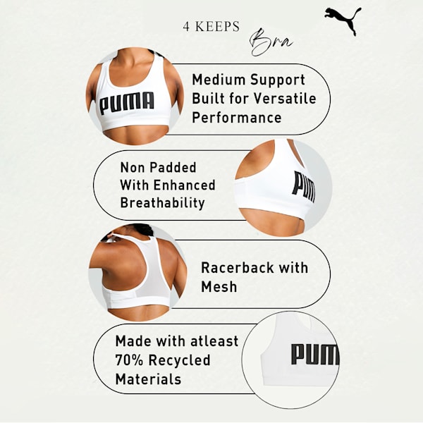4 KEEPS Women's Training Bra, PUMA White-Black PUMA, extralarge-IND