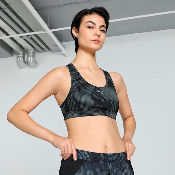 4KEEPS Women's Training Bra, PUMA Black-Run AOP, extralarge-IND