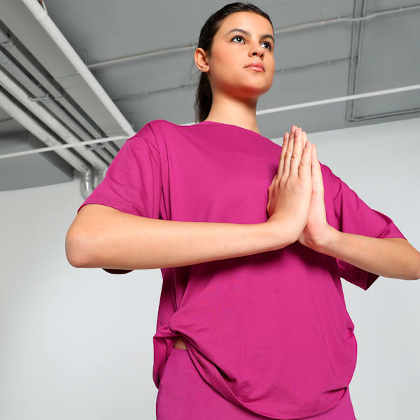STUDIO Twist Women's Relaxed Fit Training Tee, Magenta Gleam, extralarge-IND