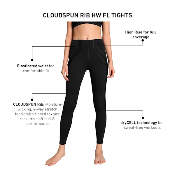 CLOUDSPUN Rib High Waist Women's Tights, PUMA Black, extralarge-IND