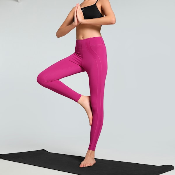 CLOUDSPUN Women's Rib High Waist Training Tights, Magenta Gleam, extralarge-IND