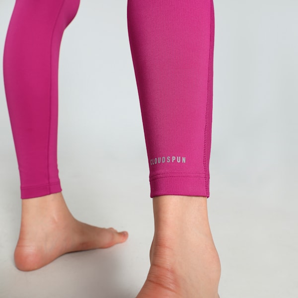 CLOUDSPUN Women's Rib High Waist Training Tights, Magenta Gleam, extralarge-IND
