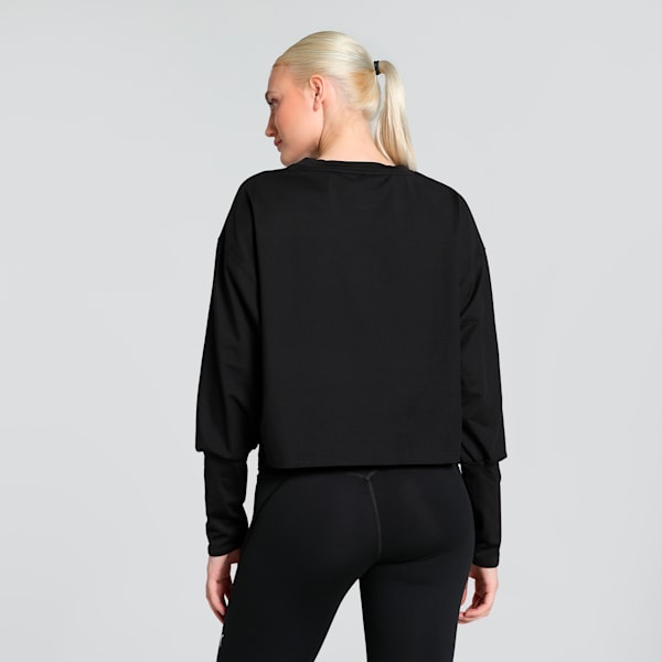 STUDIO CLOUDSPUN Women's Relaxed Fit Crew-Neck Training Sweatshirt, PUMA Black, extralarge-IND