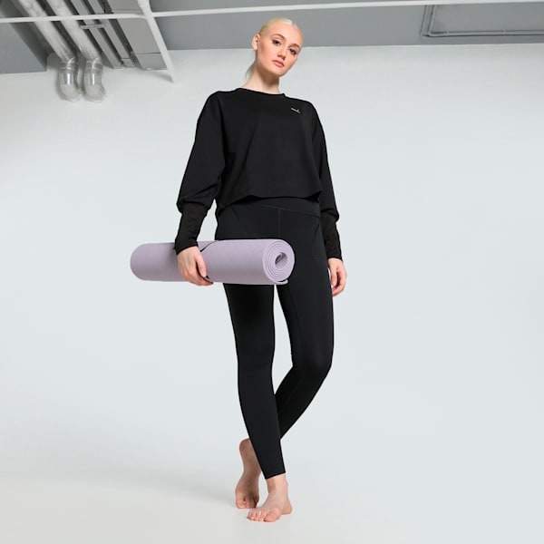 STUDIO CLOUDSPUN Women's Relaxed Fit Crew-Neck Training Sweatshirt, PUMA Black, extralarge-IND