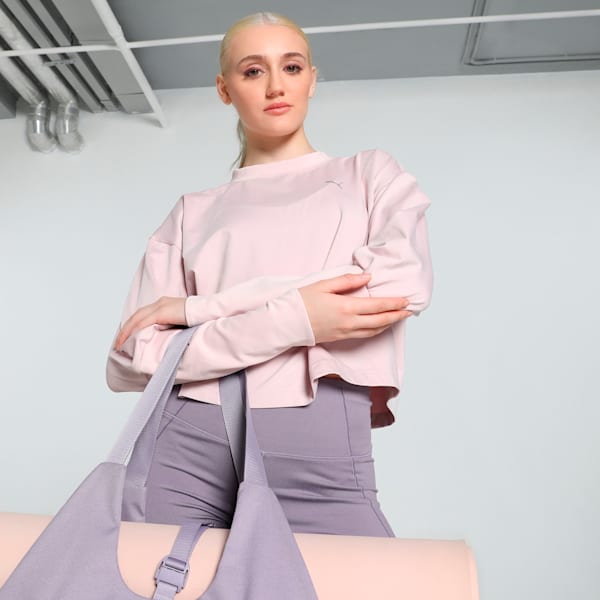 STUDIO CLOUDSPUN Women's Relaxed Fit Crew-Neck Training Sweatshirt, Mauve Mist, extralarge-IND