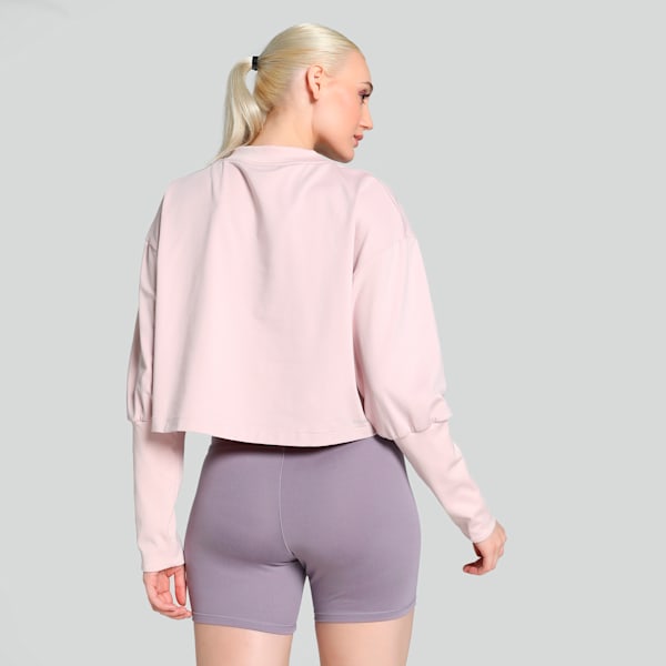 STUDIO CLOUDSPUN Women's Relaxed Fit Crew-Neck Training Sweatshirt, Mauve Mist, extralarge-IND