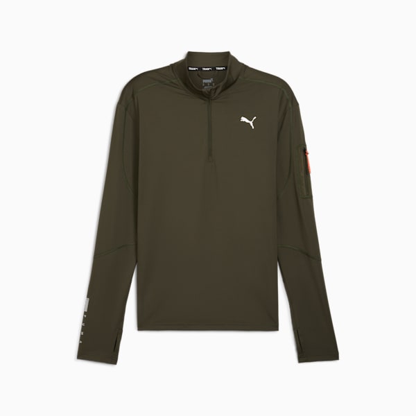 Men's Quarter-Zip Jacket, Dark Olive, extralarge