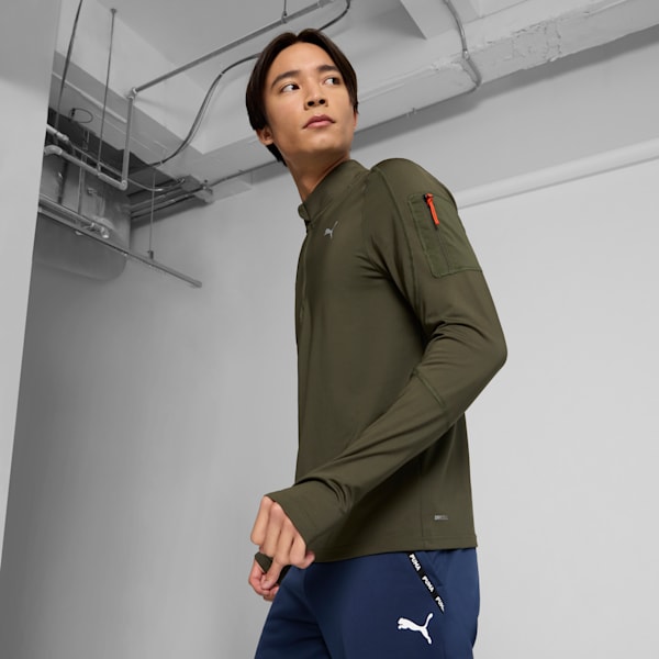 Men's Quarter-Zip Jacket, Dark Olive, extralarge