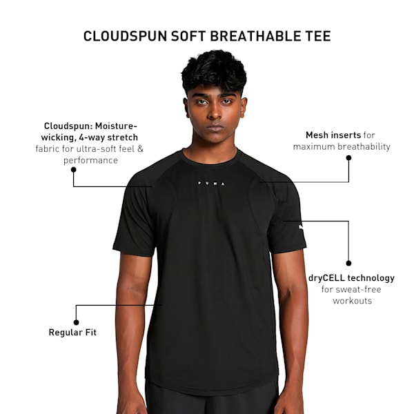 CLOUDSPUN Soft Breathable Men's Training Tee, PUMA Black, extralarge-IND