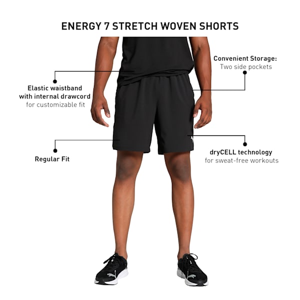 ENERGY 7-Stretch Men's Training Woven Shorts, PUMA Black, extralarge-IND