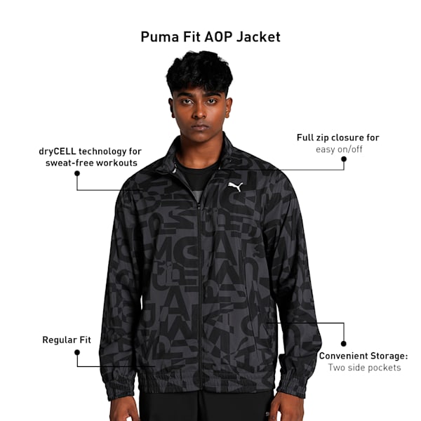 FIT All-Over Print Men's Training Jacket, PUMA Black, extralarge-IND